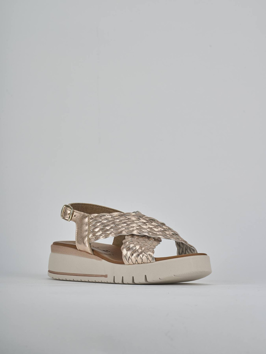Sandali zeppa tacco 2cm pelle bronzo