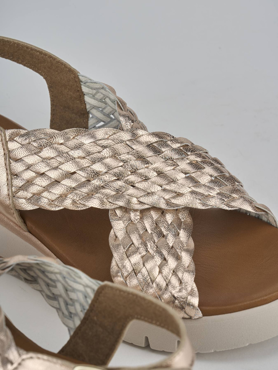 Sandali zeppa tacco 2cm pelle bronzo