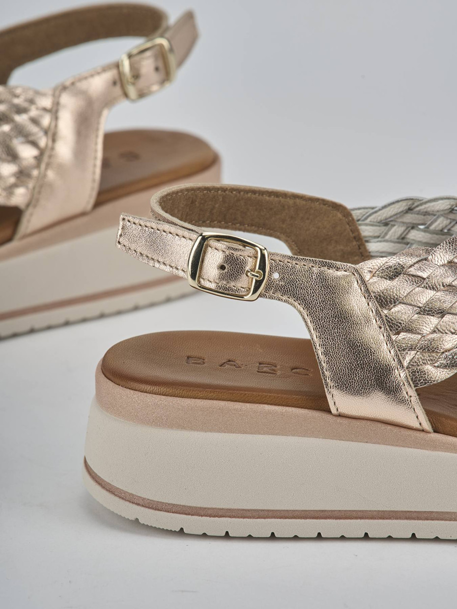 Sandali zeppa tacco 2cm pelle bronzo