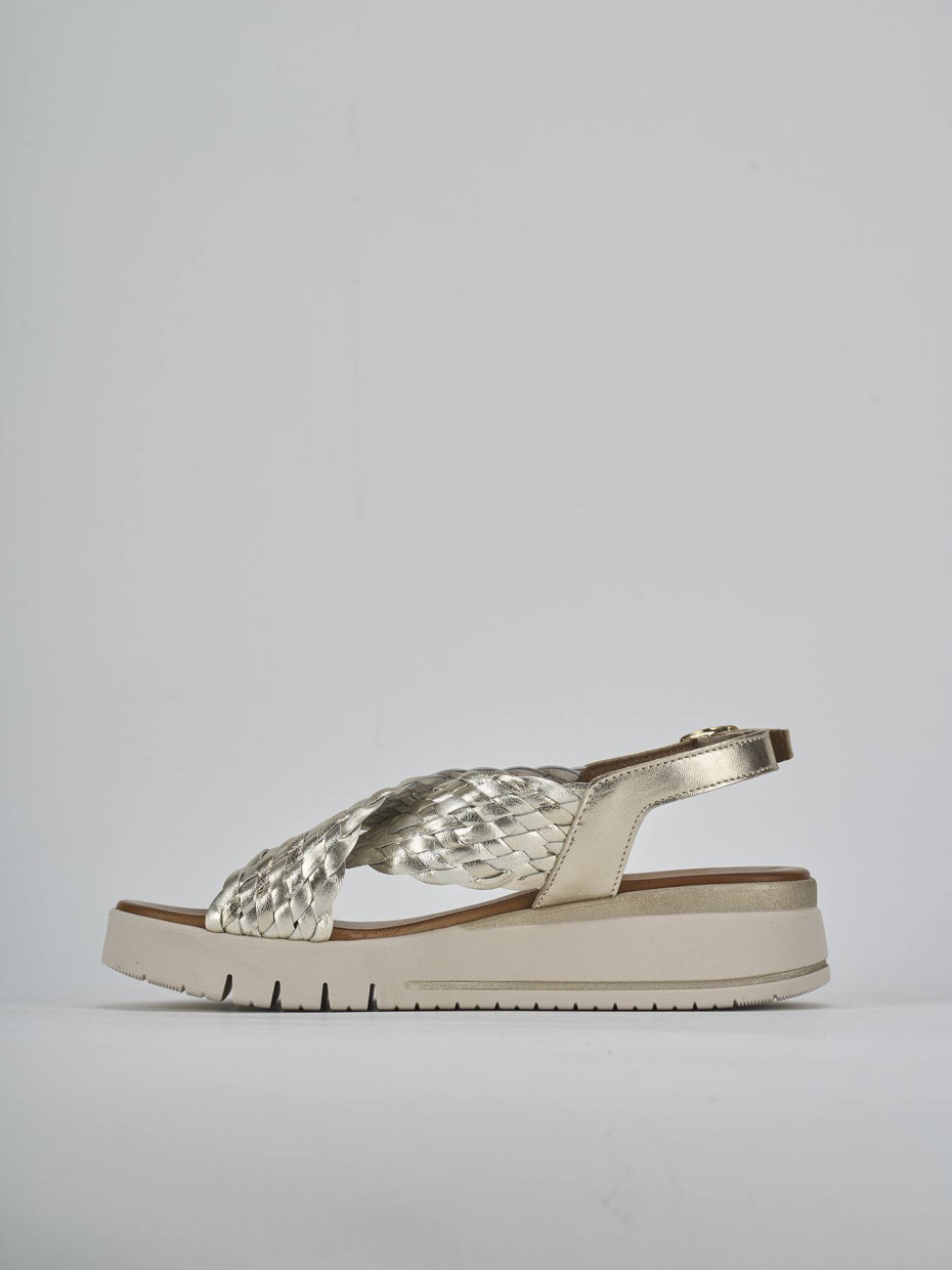 Sandali zeppa tacco 2cm pelle oro