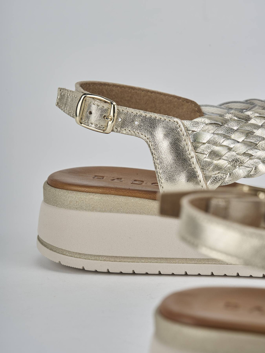 Sandali zeppa tacco 2cm pelle oro