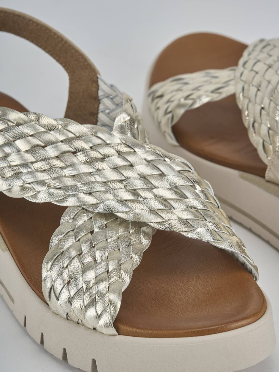 Sandali zeppa tacco 2cm pelle oro