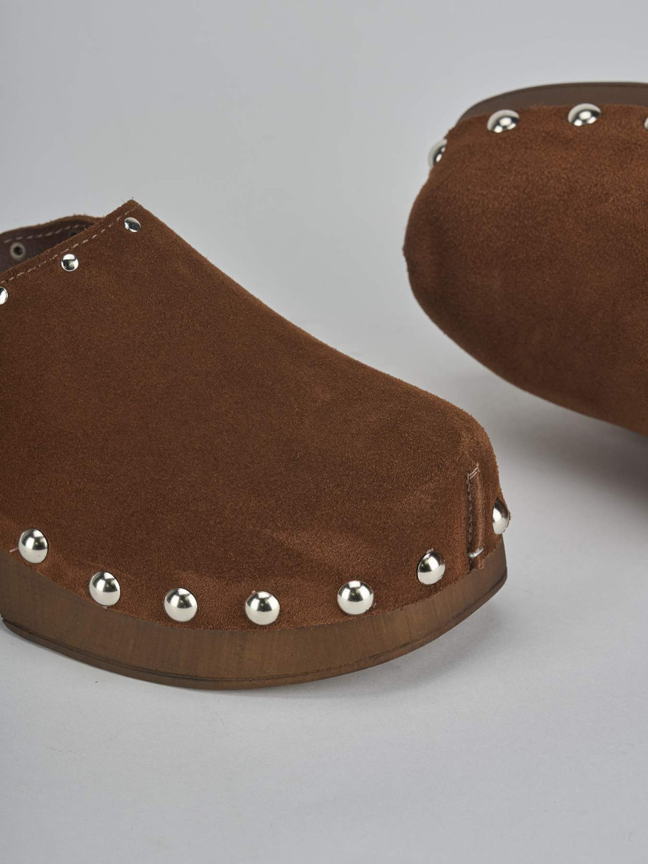 Sabot tacco 7cm camoscio marrone