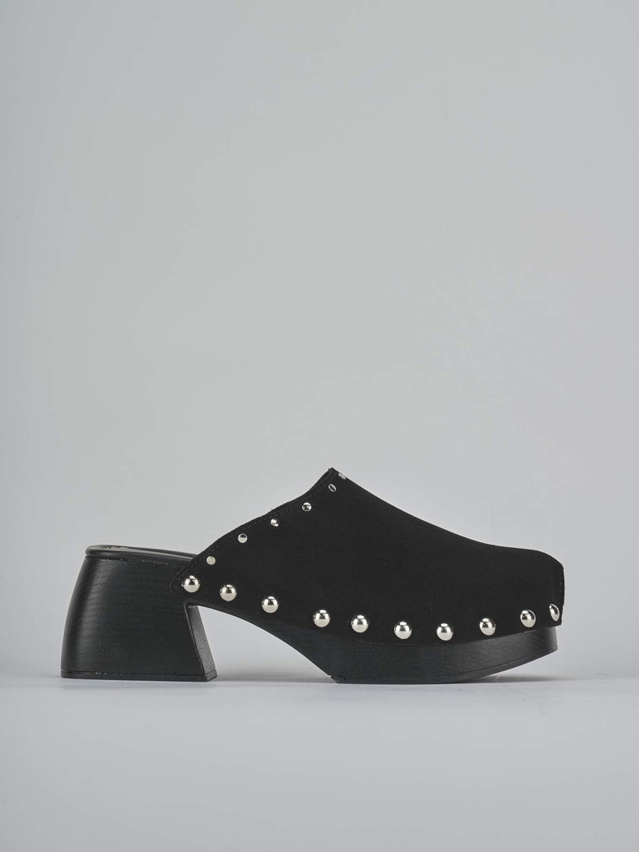 Sabot tacco 7cm camoscio nero
