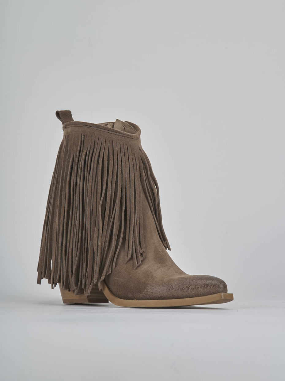 Stivaletti tacco 7cm camoscio beige