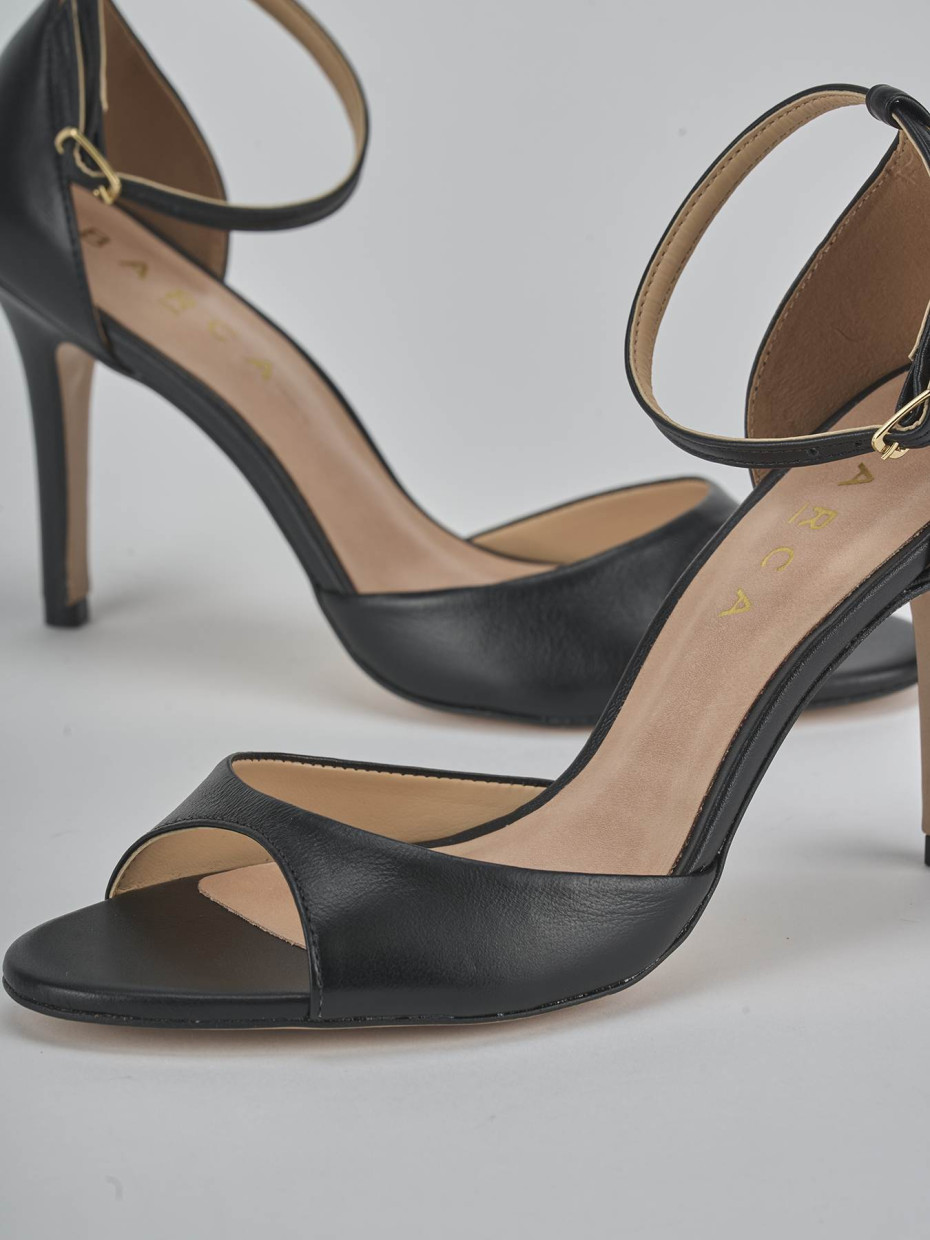 Sandali tacco 9cm pelle nero