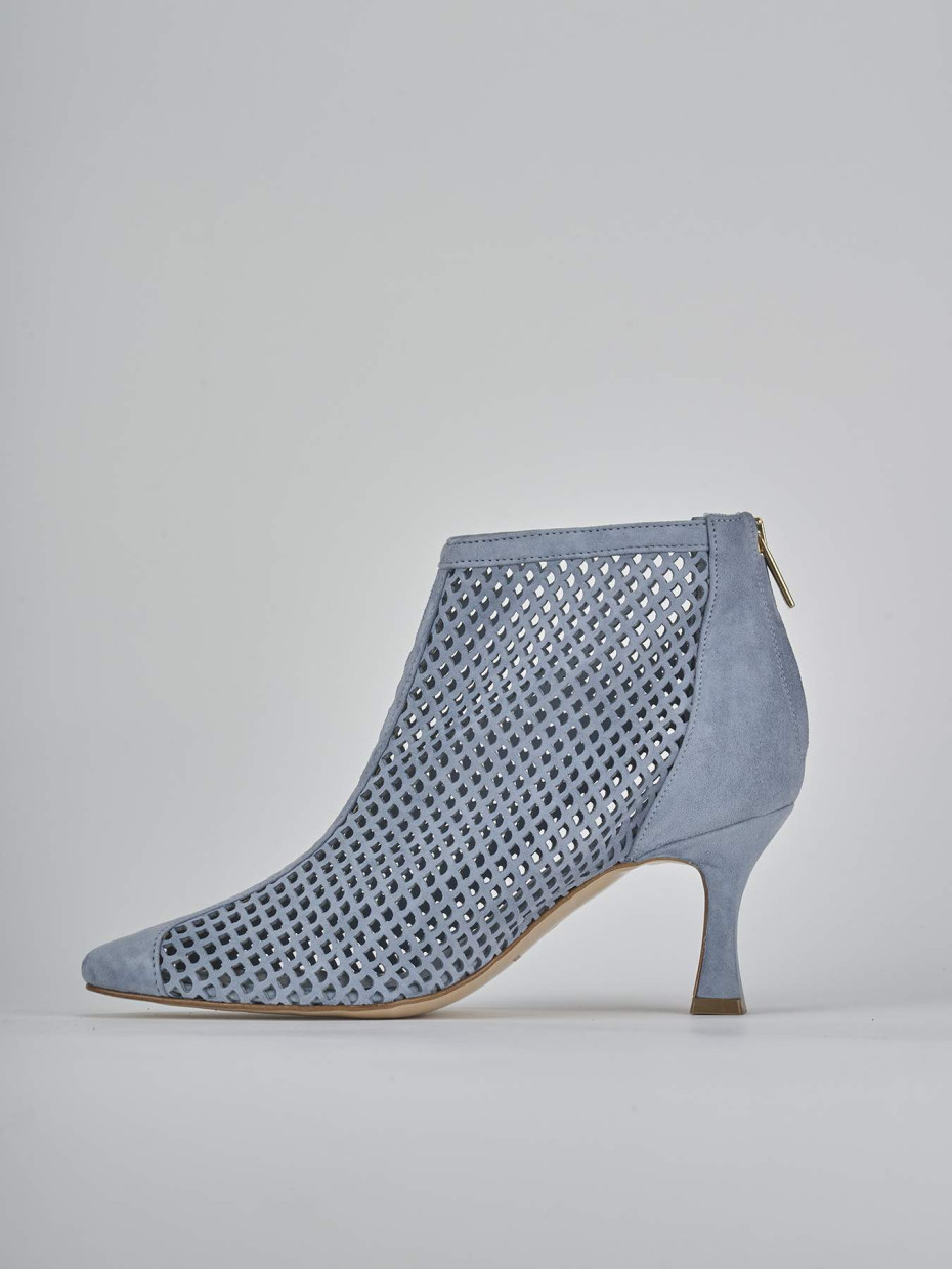 Stivaletti tacco 7cm camoscio azzurro