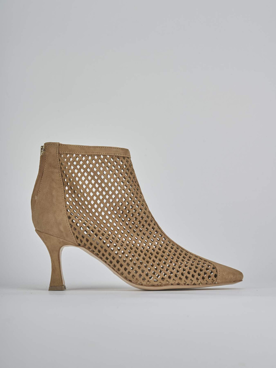 Stivaletti tacco 7cm camoscio marrone