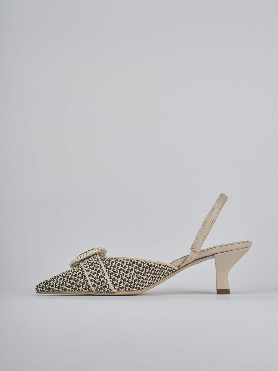 Décolleté e slingback tacco 6cm pelle marrone