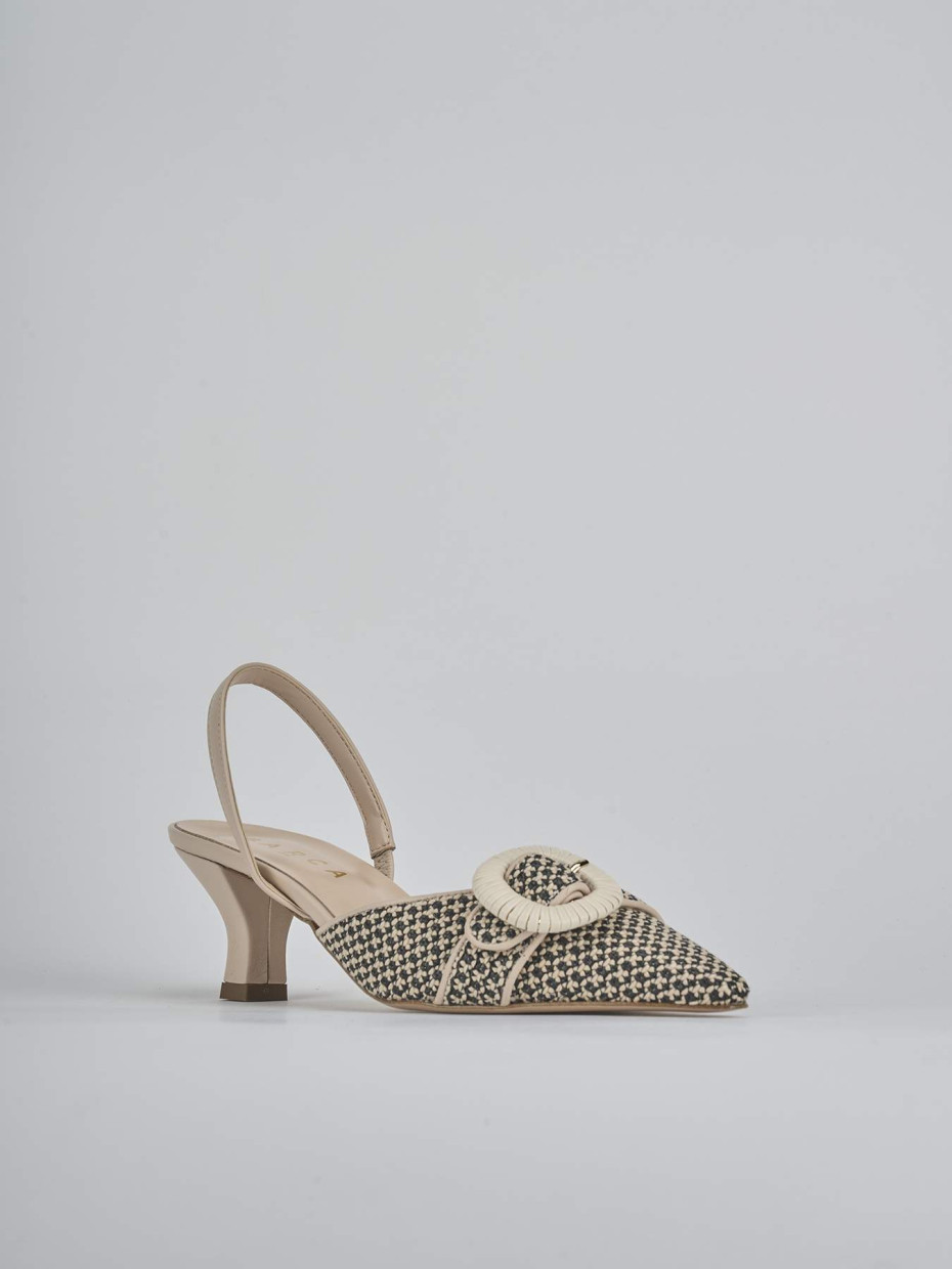 Décolleté e slingback tacco 6cm pelle marrone