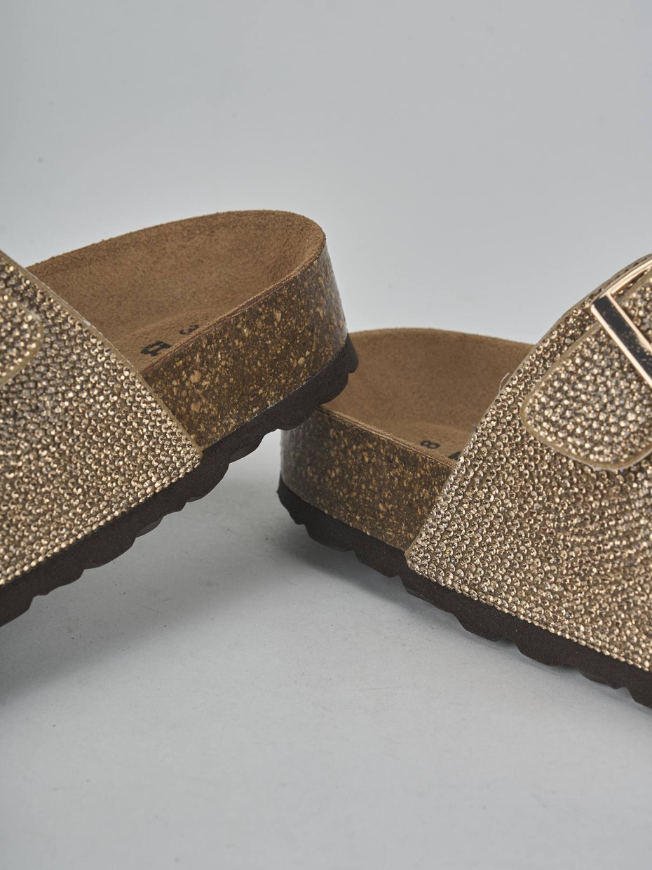 Ciabatte tacco 1cm pelle bronzo
