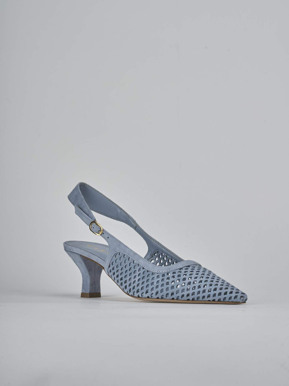 Décolleté e slingback tacco 6cm camoscio azzurro