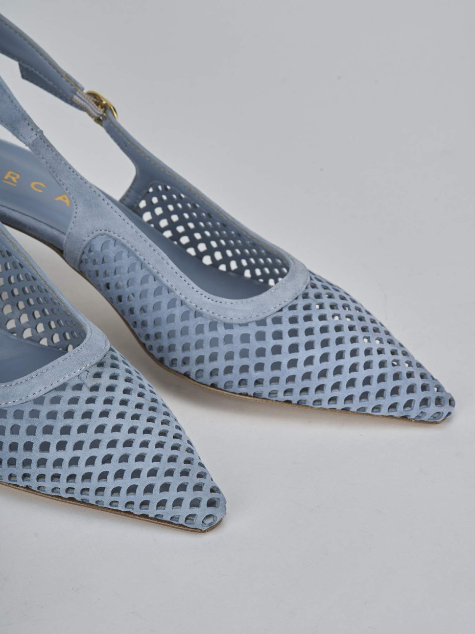 Décolleté e slingback tacco 6cm camoscio azzurro