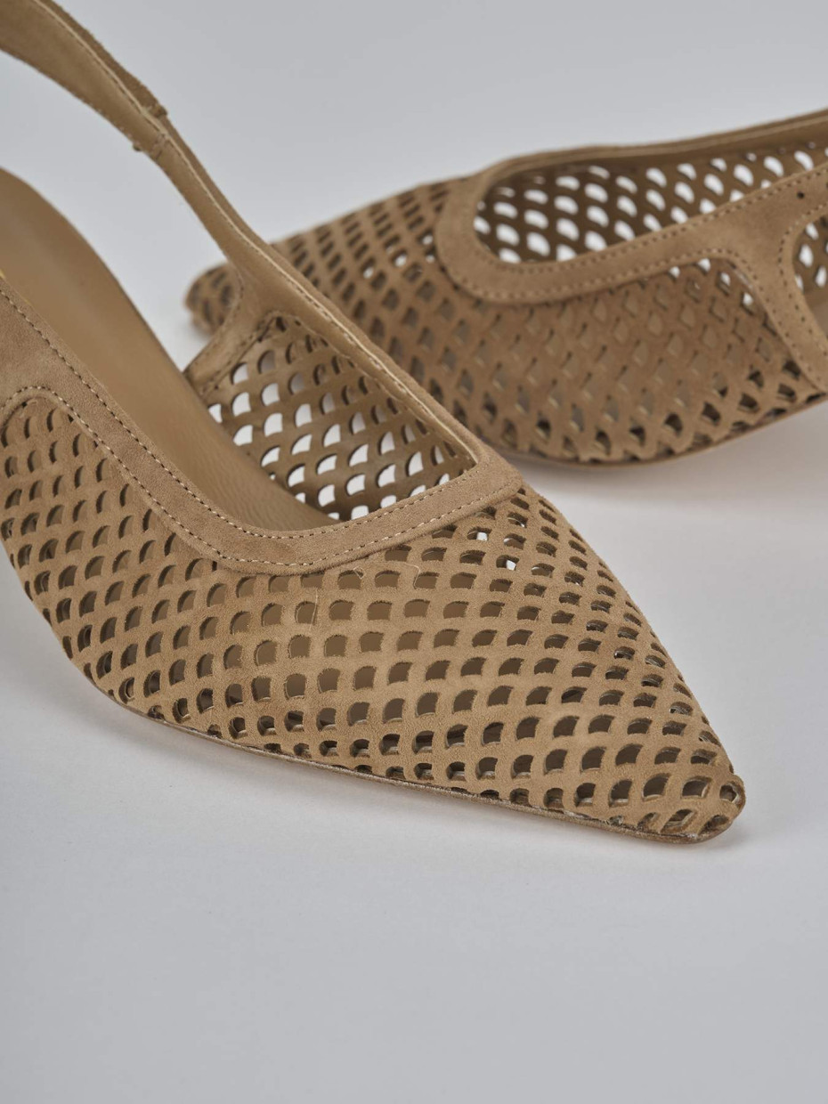 Décolleté e slingback tacco 6cm camoscio marrone