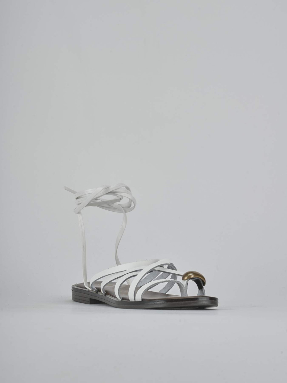 Sandalo tacco 1 cm bianco pelle