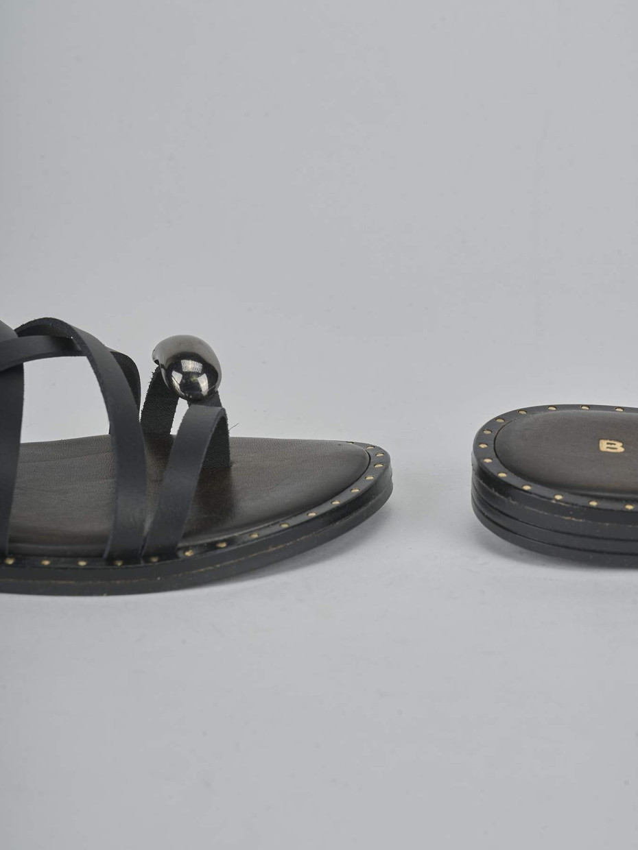 Sandalo tacco 1 cm nero pelle