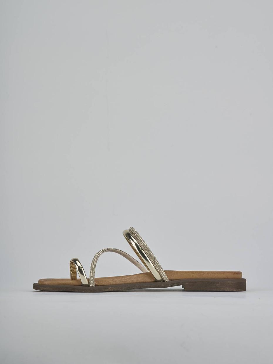Ciabatte tacco 1cm pelle oro