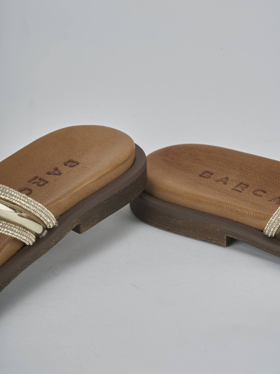 Ciabatte tacco 1cm pelle oro