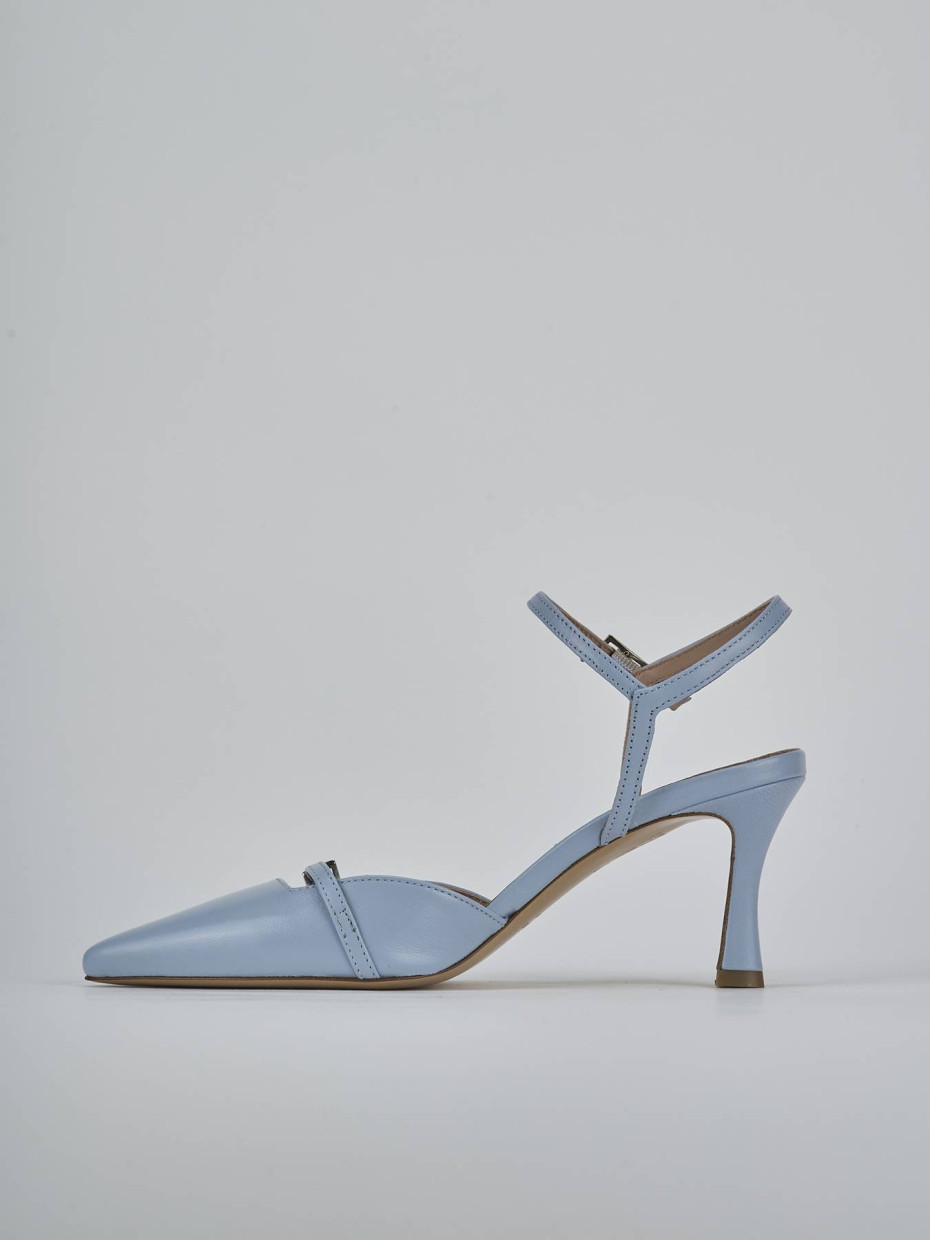 Décolleté e slingback tacco 8cm pelle azzurro