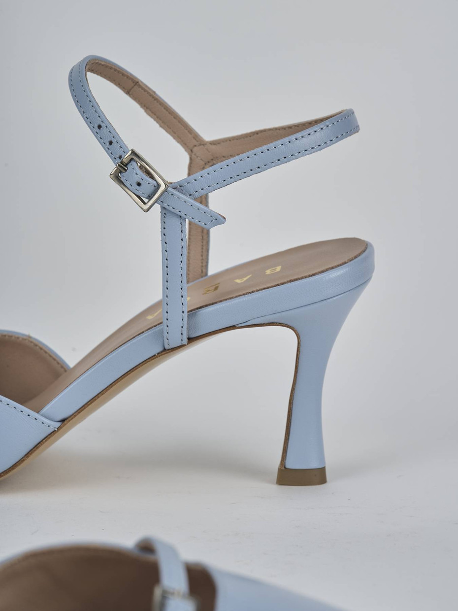 Décolleté e slingback tacco 8cm pelle azzurro
