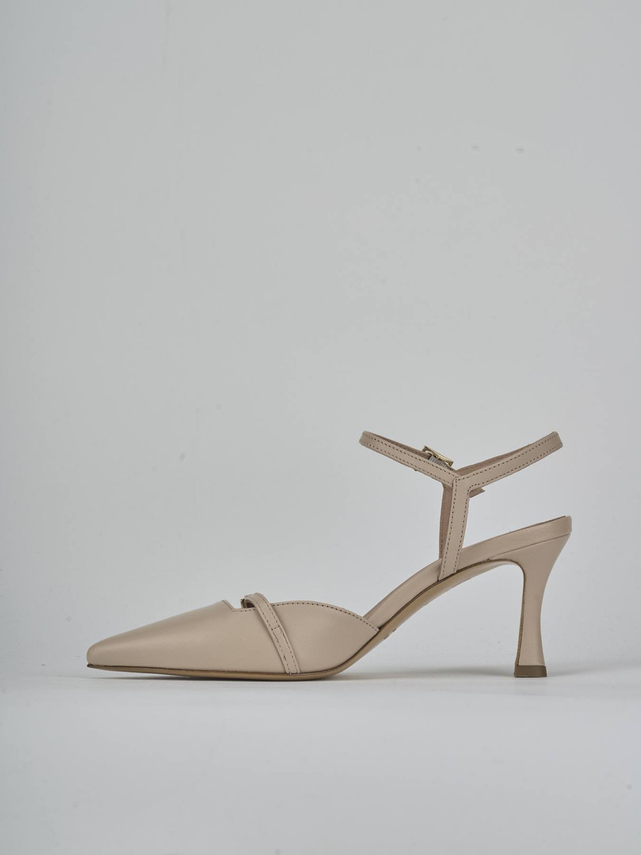 Décolleté e slingback tacco 8cm pelle beige