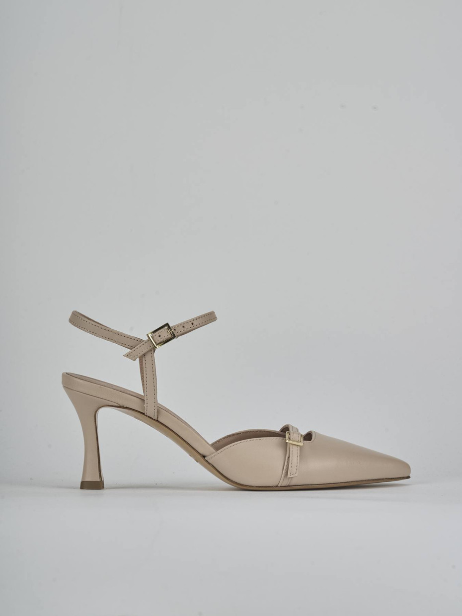 Décolleté e slingback tacco 8cm pelle beige