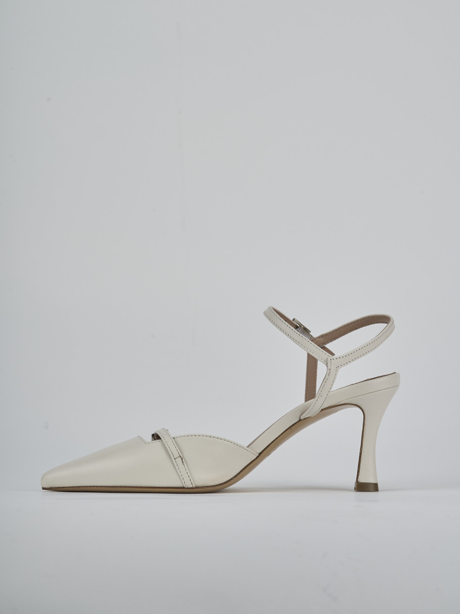 Décolleté e slingback tacco 8cm pelle bianco