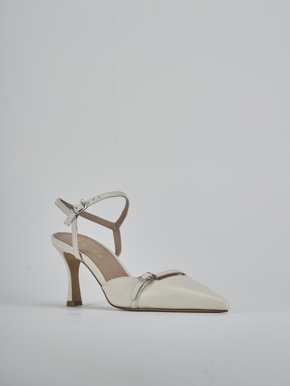 Décolleté e slingback tacco 8cm pelle bianco