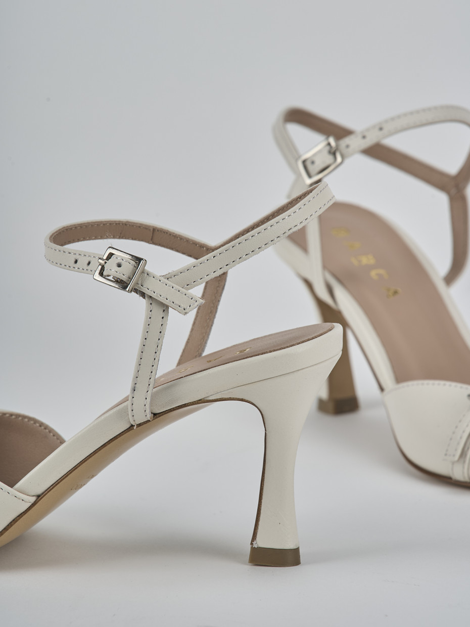 Décolleté e slingback tacco 8cm pelle bianco