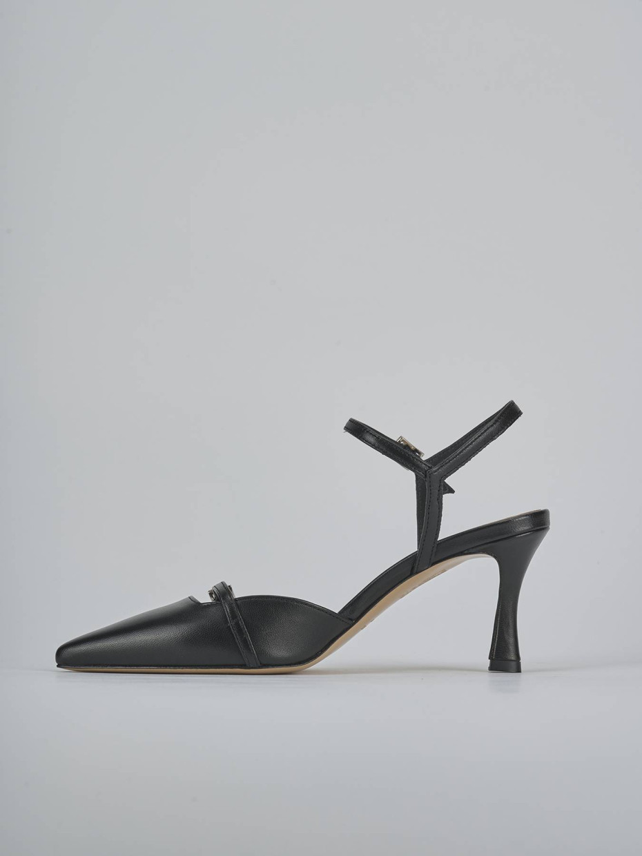 Décolleté e slingback tacco 8cm pelle nero