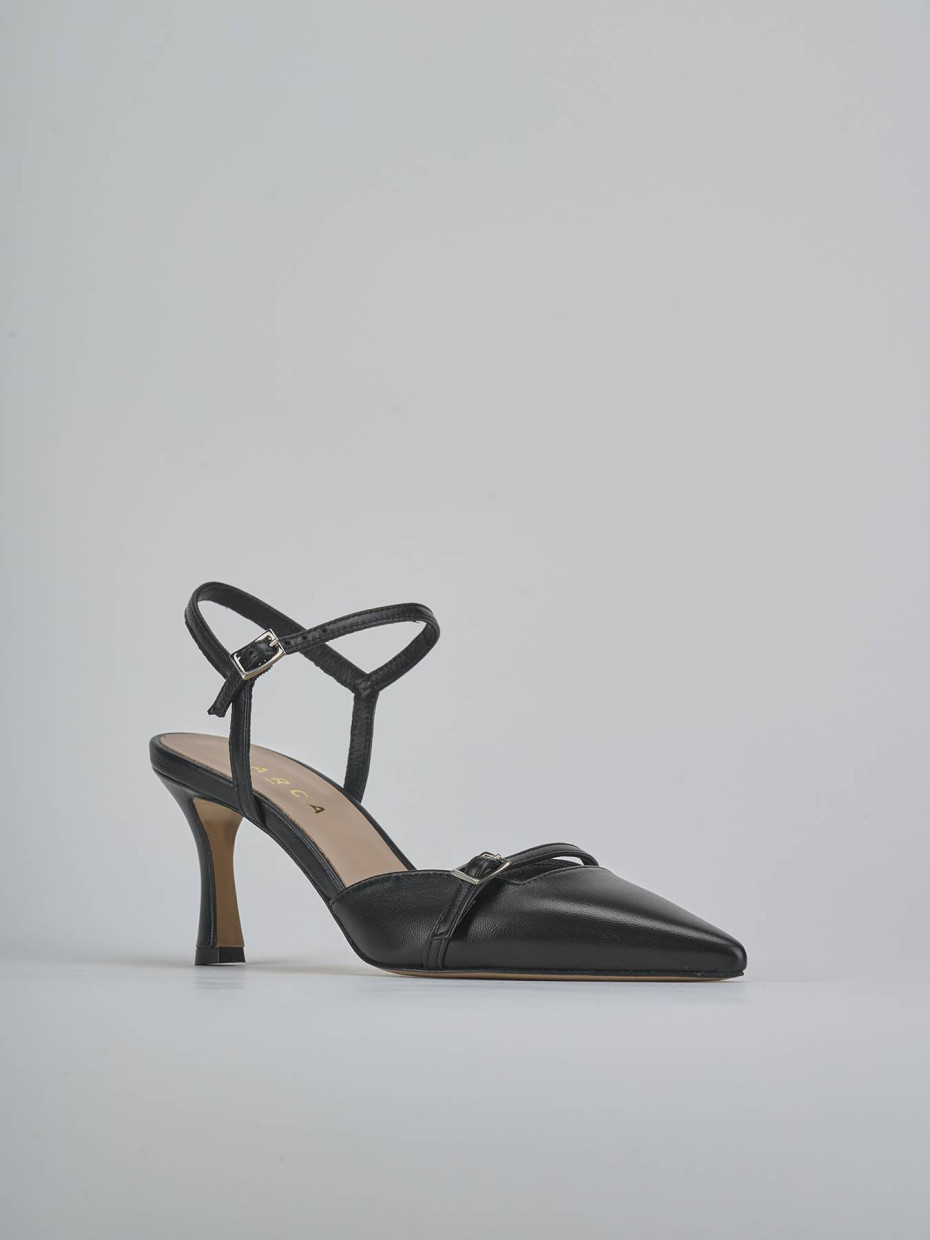 Décolleté e slingback tacco 8cm pelle nero