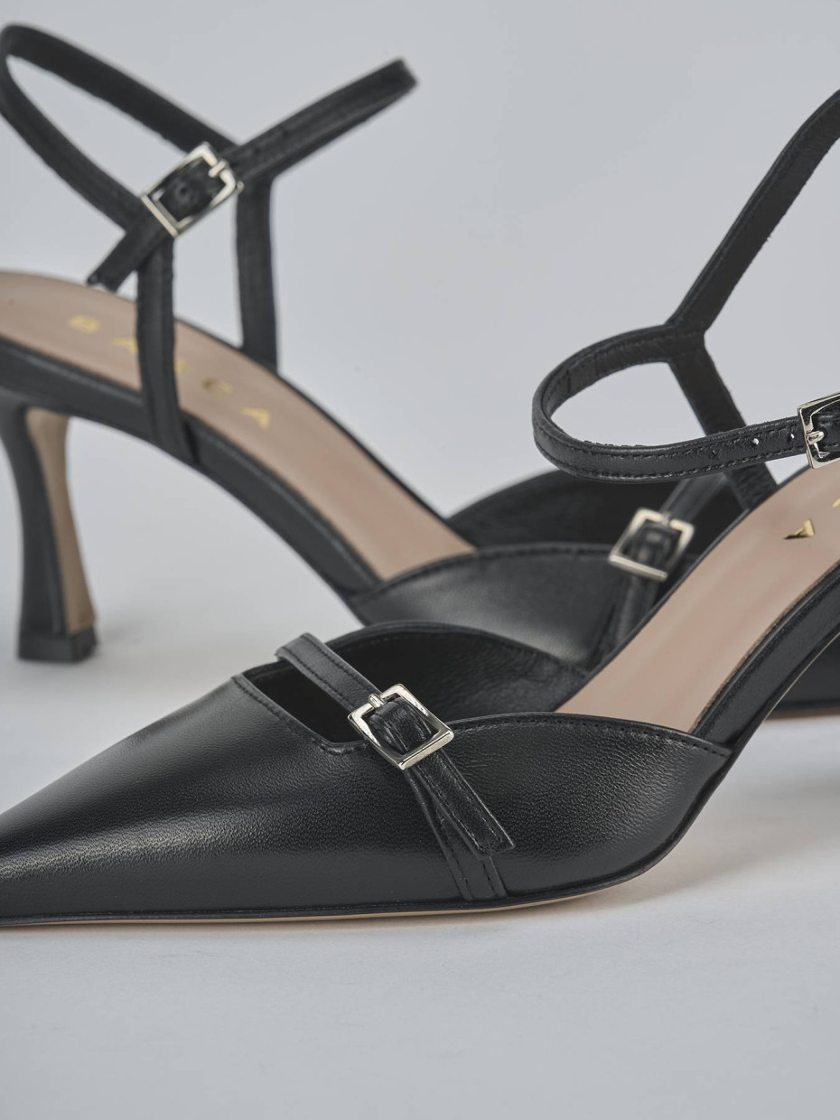 Décolleté e slingback tacco 8cm pelle nero