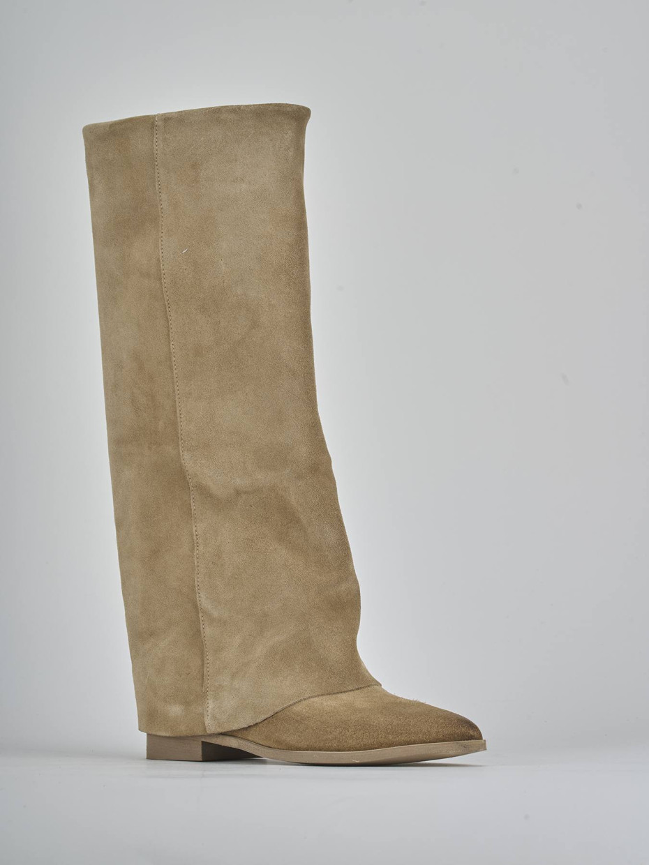 Stivali tacco 2cm camoscio marrone