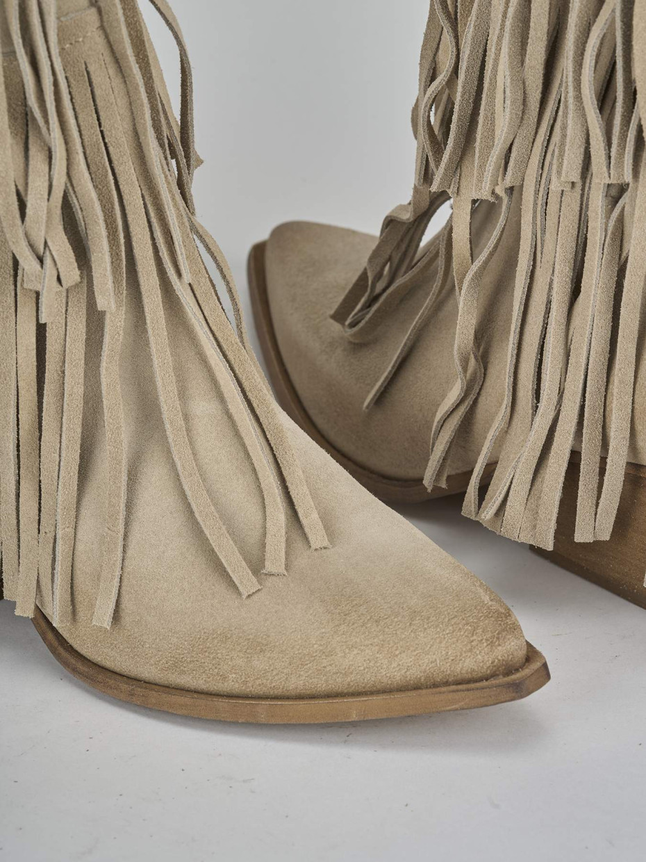 Stivali tacco 5cm camoscio beige