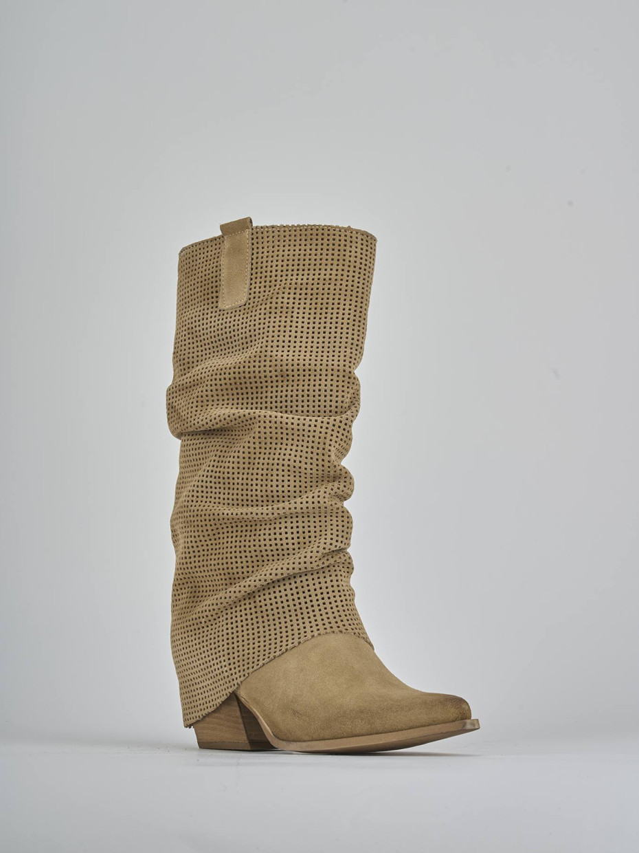 Stivali tacco 7cm camoscio marrone