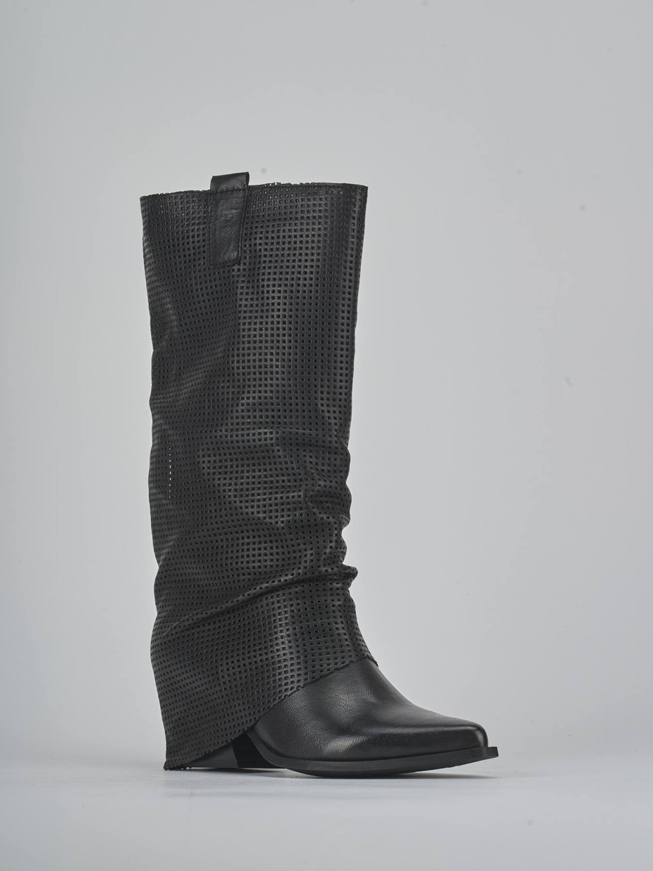 Stivali tacco 7cm pelle nero