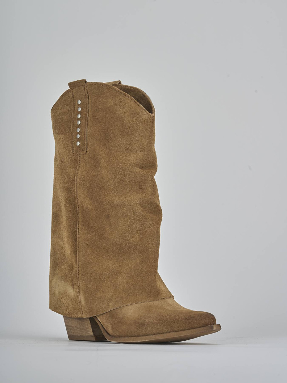 Stivali tacco 7cm camoscio marrone