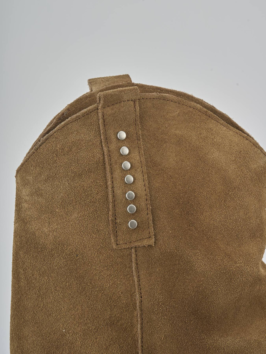 Stivali tacco 7cm camoscio marrone