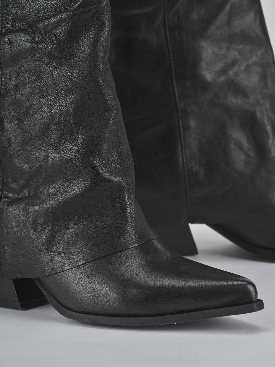Stivali tacco 7cm pelle nero