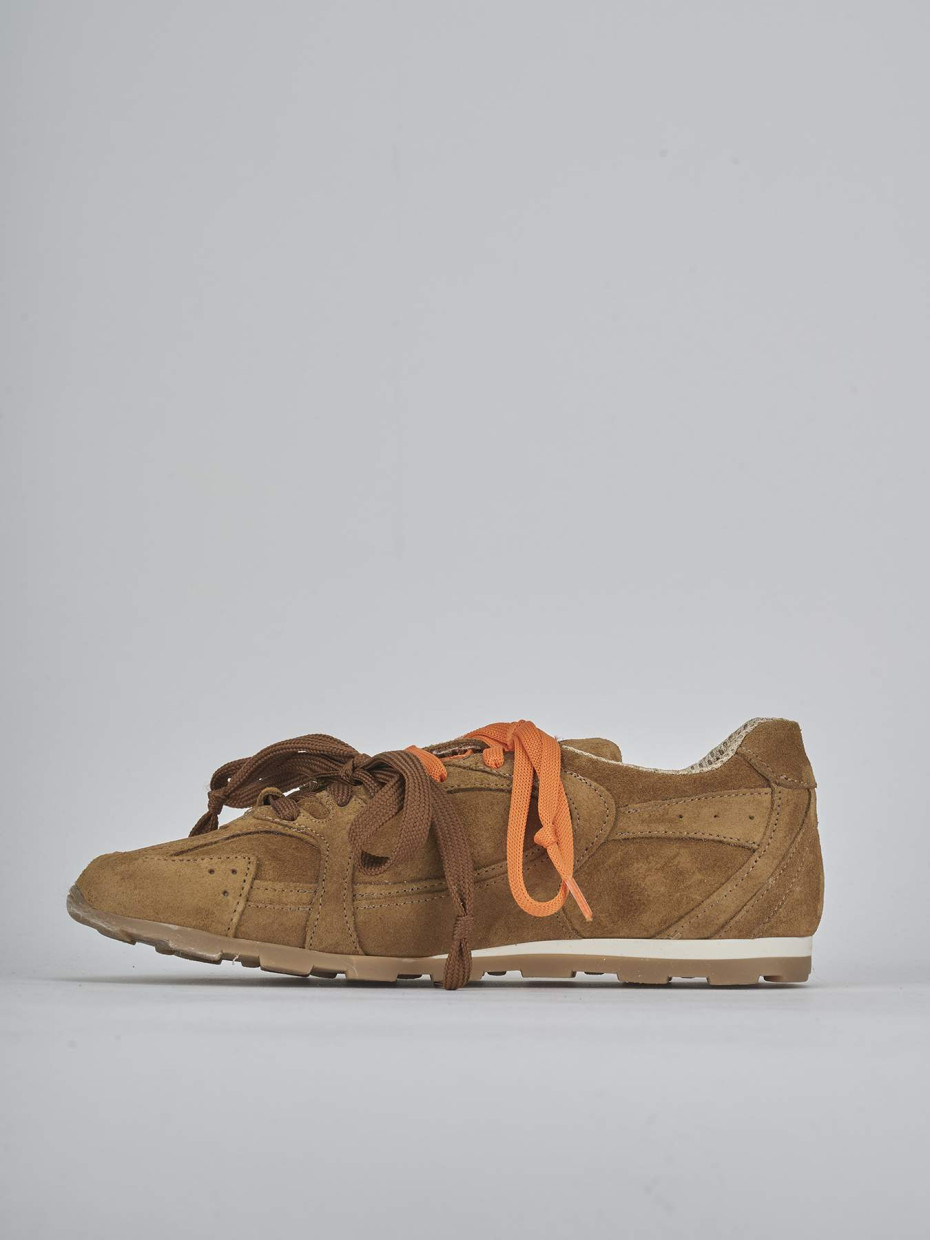 Sneakers tacco 1cm camoscio marrone