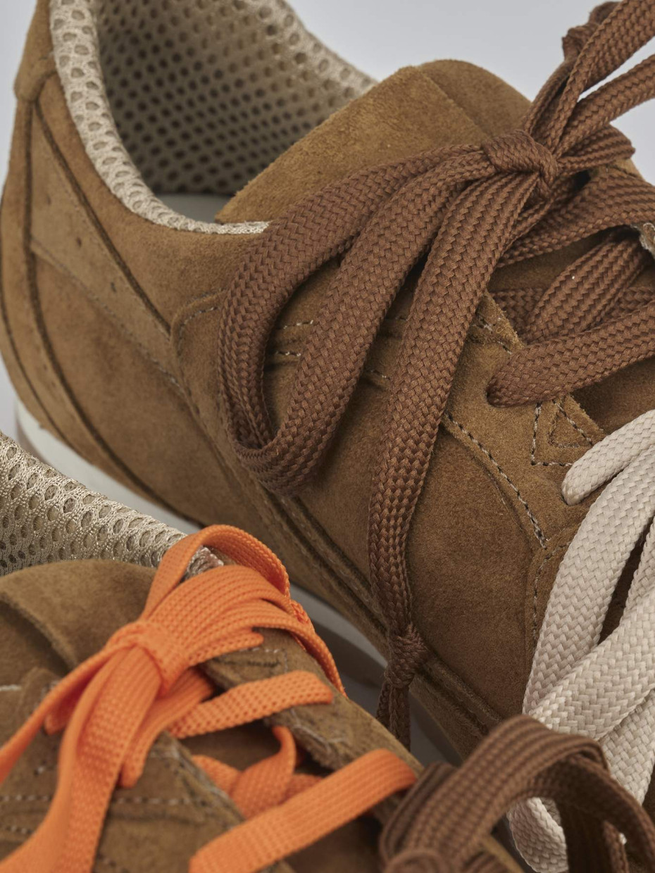 Sneakers tacco 1cm camoscio marrone