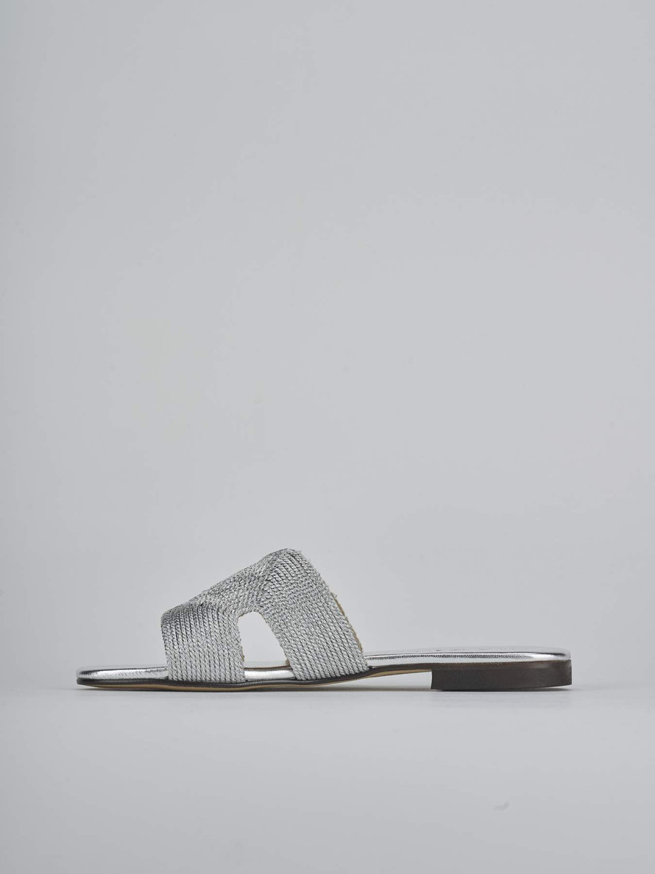 Ciabatte tacco 1cm pelle argento