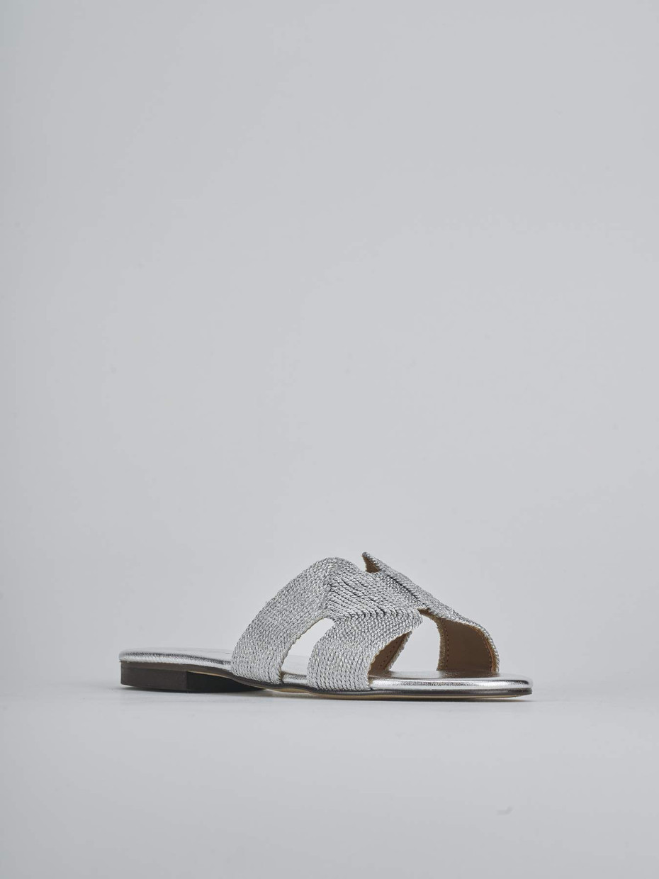 Ciabatte tacco 1cm pelle argento