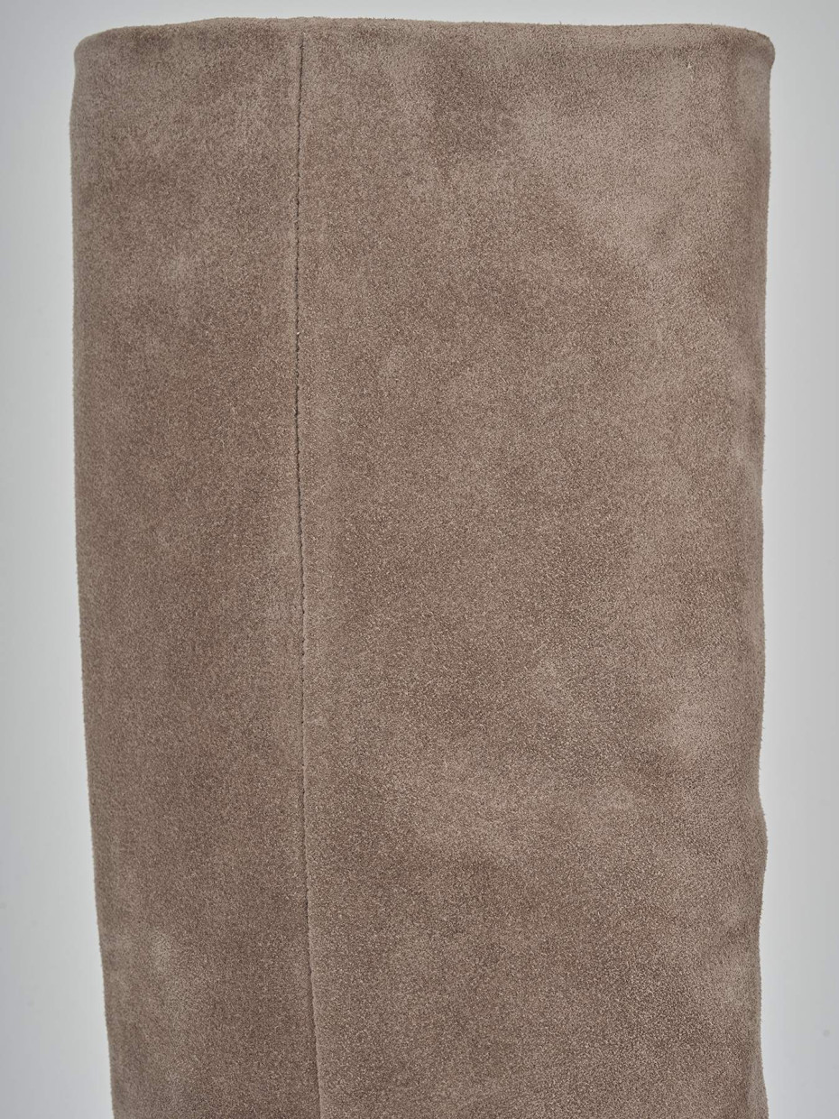 Stivali tacco 9cm camoscio marrone