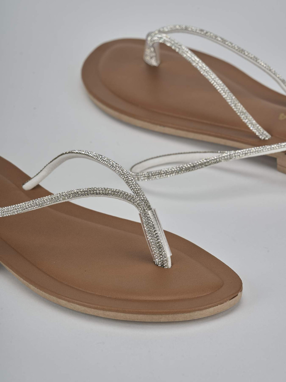Sandalo tacco 1cm argento pelle