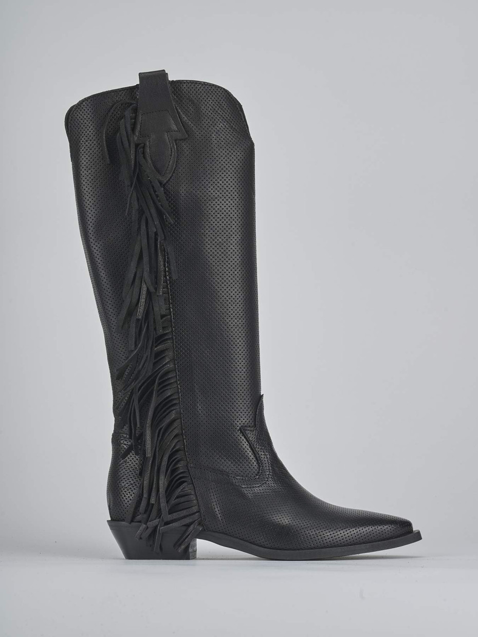 Stivali tacco 2cm pelle nero
