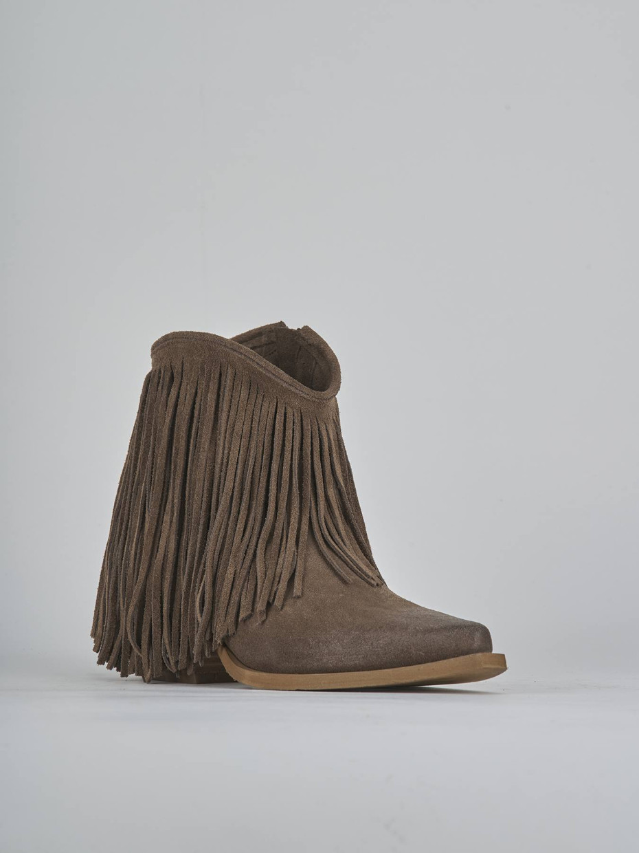 Stivaletti tacco 5cm camoscio beige