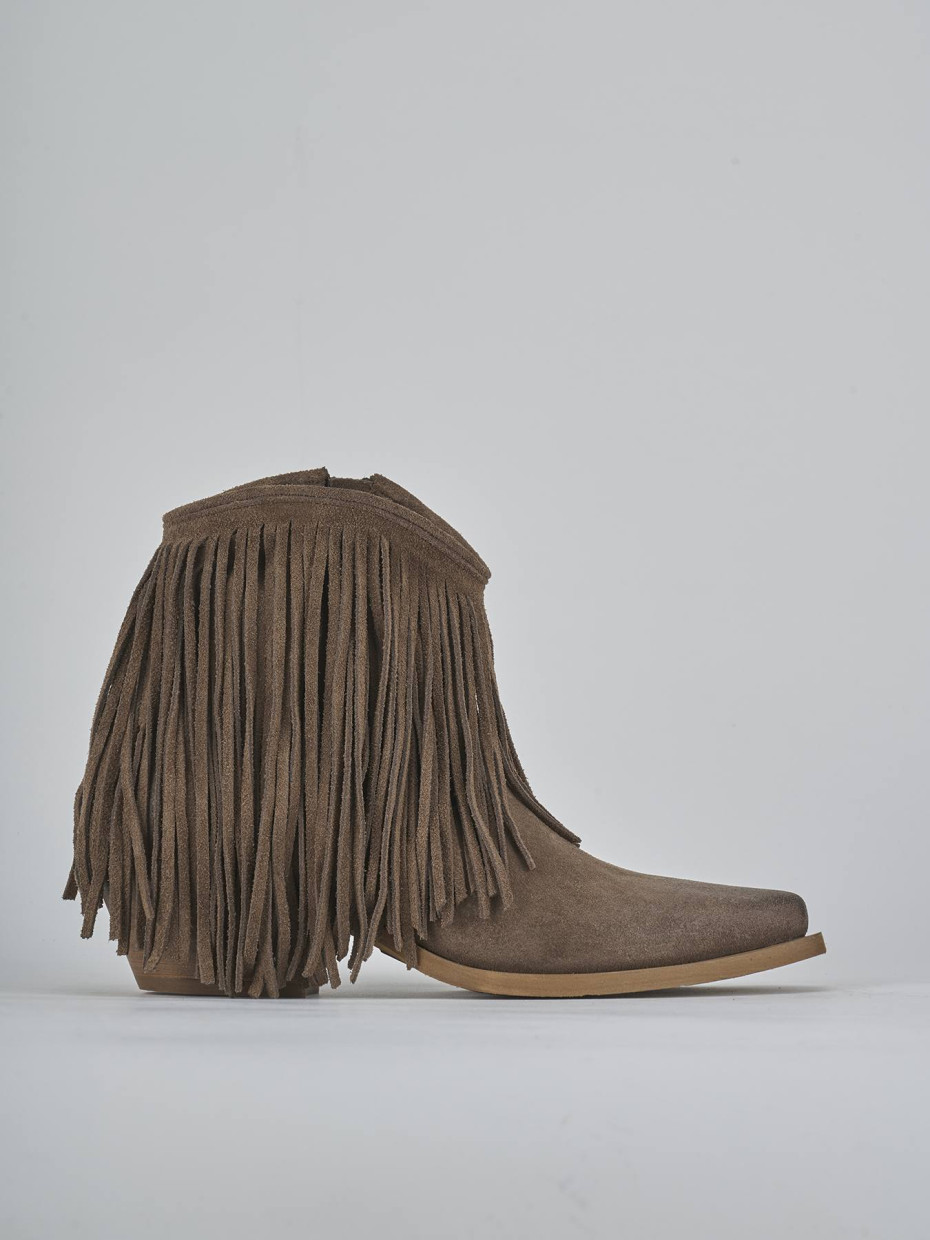Stivaletti tacco 5cm camoscio beige