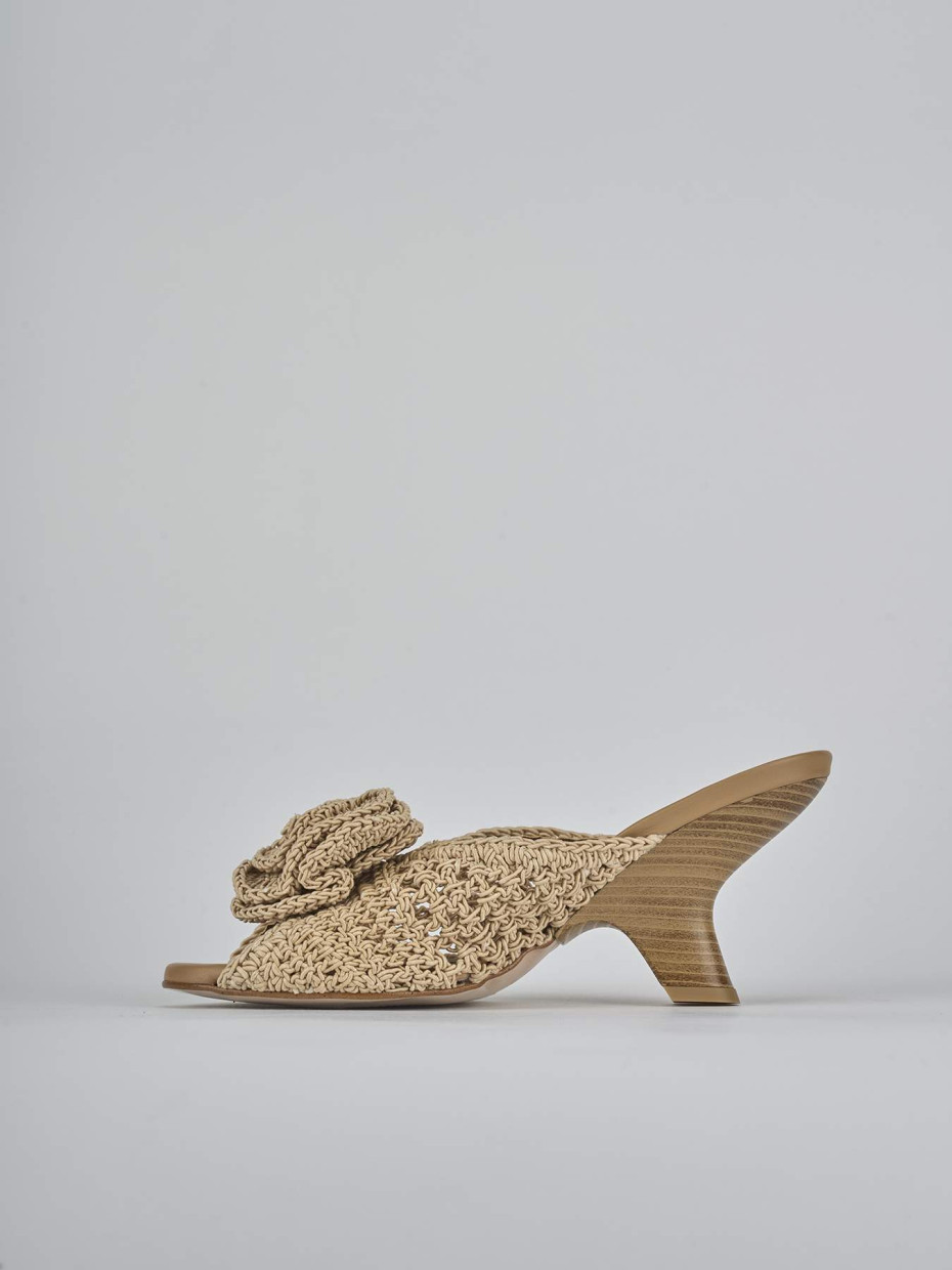 Ciabatte tacco 7cm pelle beige