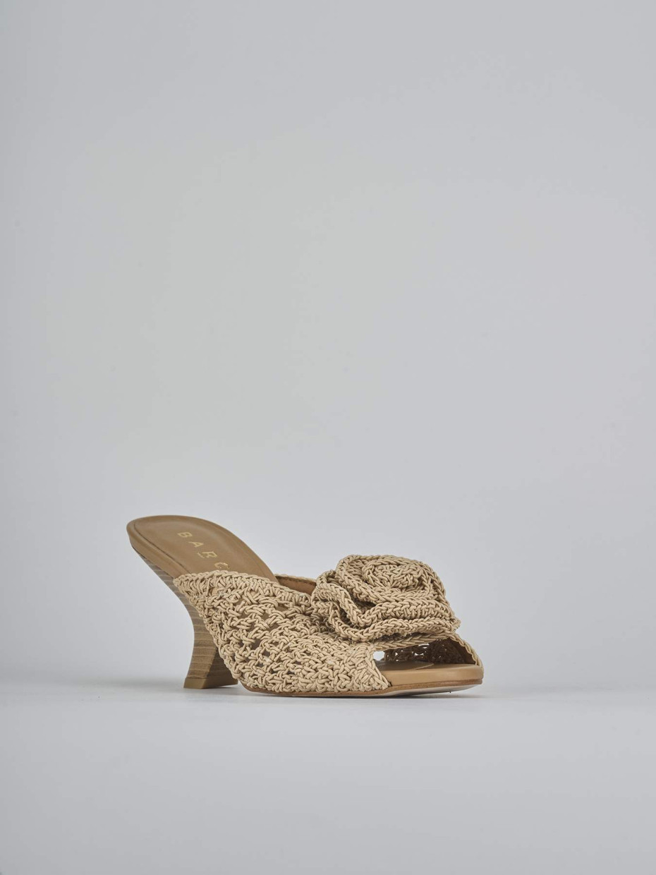 Ciabatte tacco 7cm pelle beige